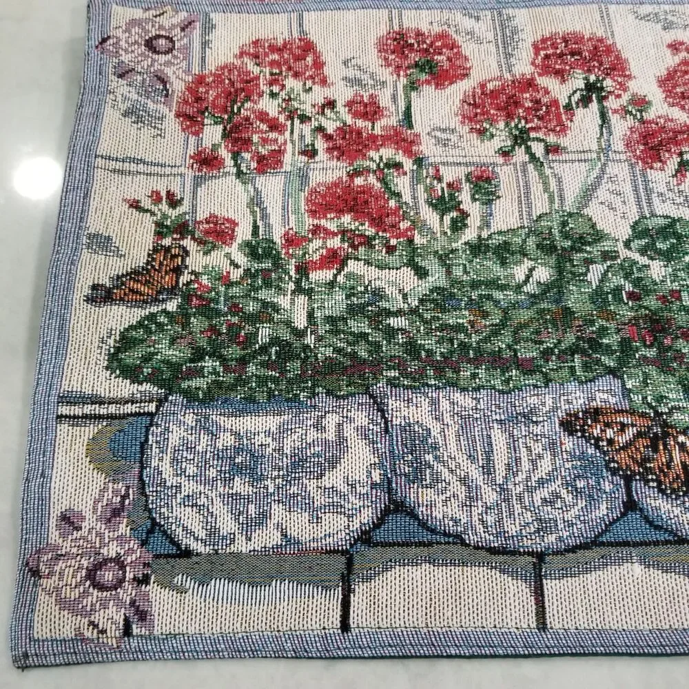Vintage Garden Floral Butterfly Placemats Set of 4 18x13 Cottagecore Decor